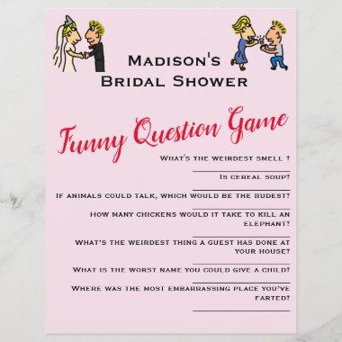 Cute Couple Funny Question Game Bridal Shower