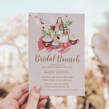 Cute Cupcake Floral Bridal Brunch Invitations
