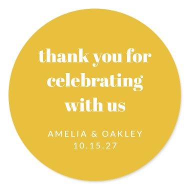 Cute Custom Yellow Couples Shower Thank You Classic Round Sticker