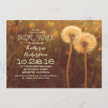 cute dandelion blossoms rustic bridal shower Invitations