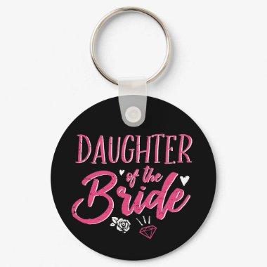 Cute Daughter of The Bride Pink Calligraphy Script Keychain
