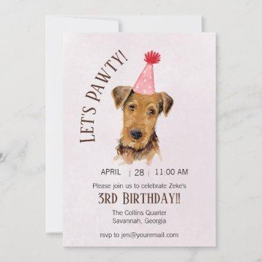 Cute Dog Lets Pawty Birthday Party Invitations