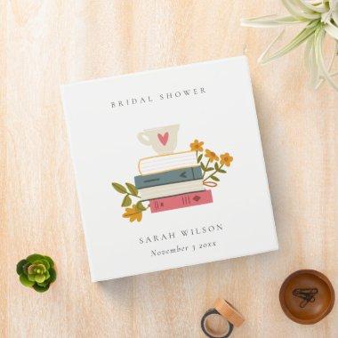 Cute Dusky Stacked Storybooks Floral  3 Ring Binder
