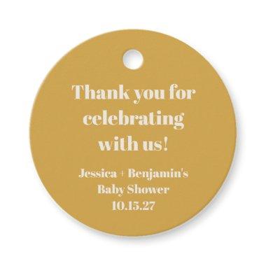 Cute Dusty Yellow Baby Shower Custom Thank You Favor Tags