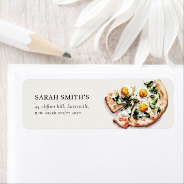 Cute Elegant Egg Basil Pizza Watercolor Address Label