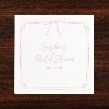 Cute Elegant Pink Simple Girly Bow  Napkins