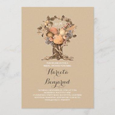 cute fall harvest tree bridal shower Invitations