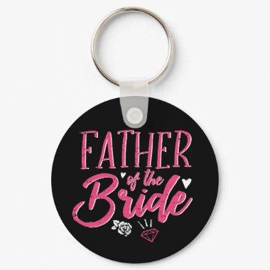 Cute Father of The Bride Pink Calligraphy Script Keychain