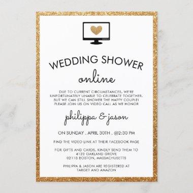 Cute Faux Gold Virtual Couple's Wedding Shower Invitations
