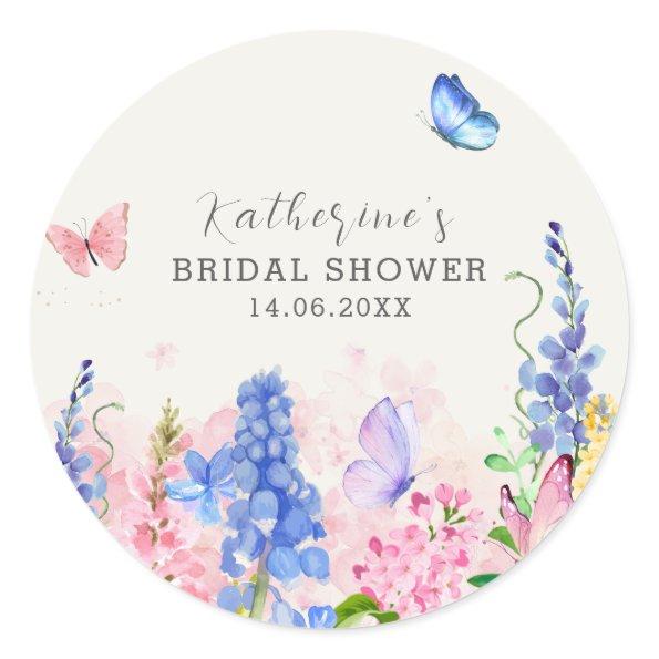 Cute Floral He Gives Me Butterflies  Classic Round Sticker