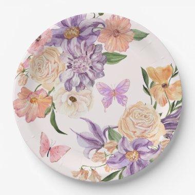 Cute Floral He Gives Me Butterflies  Paper Plates