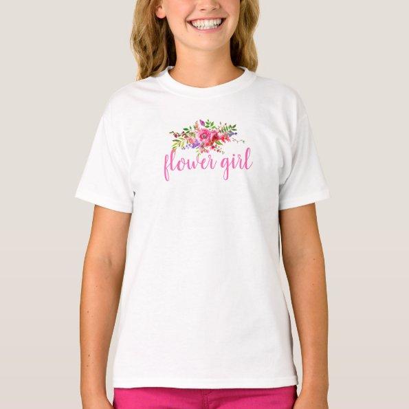 Cute Flower Girl Pink Floral Wedding T-Shirt