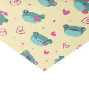 Cute Frog Love Heart Pattern Valentine's Day Tissue Paper