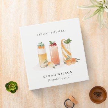 Cute Fruit Cocktail Blush Orange Bridal Shower 3 Ring Binder