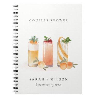 Cute Fruit Cocktail Blush Orange Couples Shower Notebook