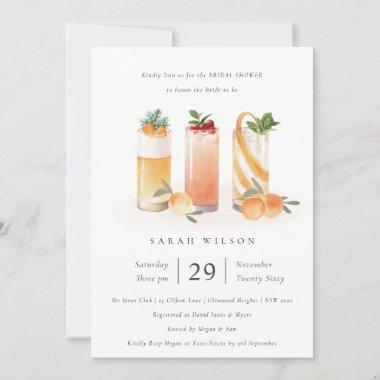 Cute Fruit Cocktail Orange Bridal Shower Invite