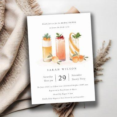 Cute Fruit Cocktail Orange Bridal Shower Invite