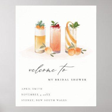 Cute Fruit Cocktail Orange Bridal Shower Invite Poster
