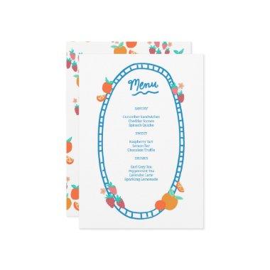 Cute Fruit CUSTOM Bridal Baby Shower Wedding Party Menu