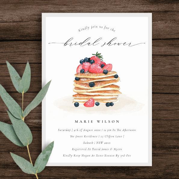 Cute Fruit Pancake Watercolor Bridal Shower Invite
