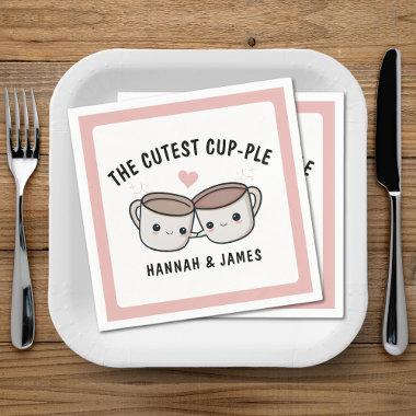 Cute Funny Coffee Cup Couple Wedding Anniversary Napkins