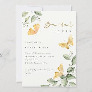 Cute Garden Foliage Butterflies Bridal Shower Invitations
