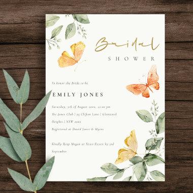 Cute Garden Foliage Butterflies Bridal Shower Invitations