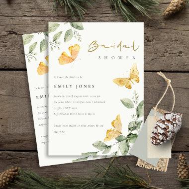 Cute Garden Foliage Butterflies Bridal Shower Invitations