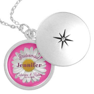 Cute Girly Modern Daisy Flower Hot Pink Locket Necklace