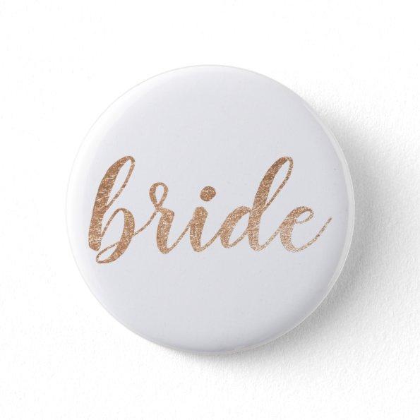 Cute Gold Glitter Bride Badge Button