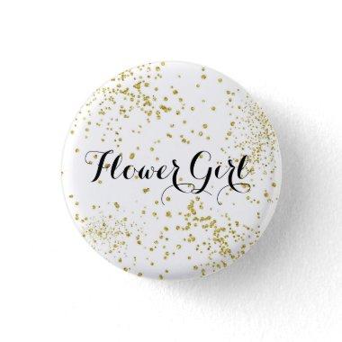 Cute Gold Glitter Flower Girl Button