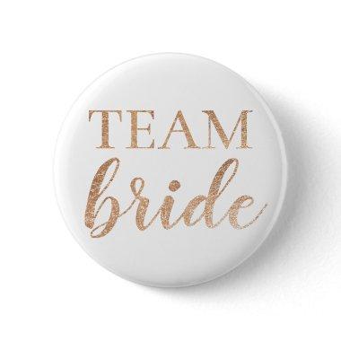 Cute Gold Glitter Team Bride Badge Button