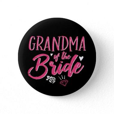 Cute Grandma of The Bride Pink Calligraphy Script Button