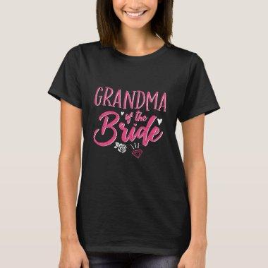 Cute Grandma of The Bride Pink Calligraphy Script T-Shirt