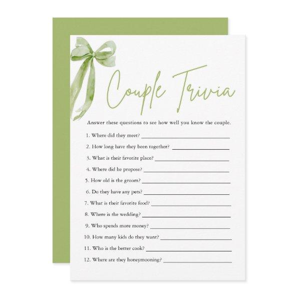 Cute Green Bow Couple Trivia  Game