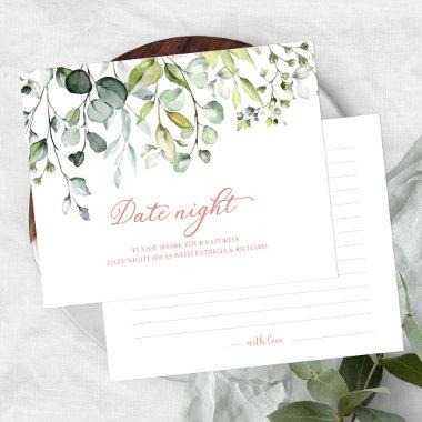 Cute Greenery Bridal Shower Date Night Jar Invitations