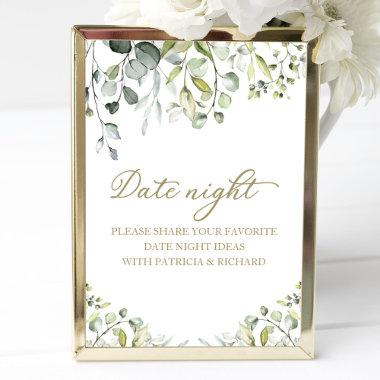 Cute Greenery Bridal Shower Date Night Jar Sign