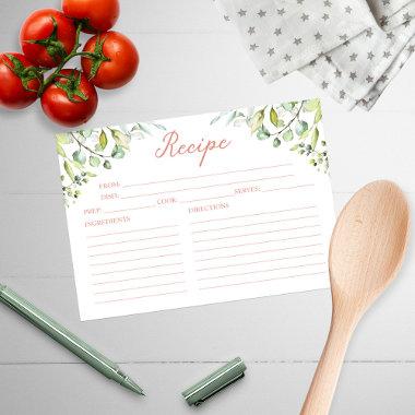 Cute Greenery Bridal Shower Recipe Invitations