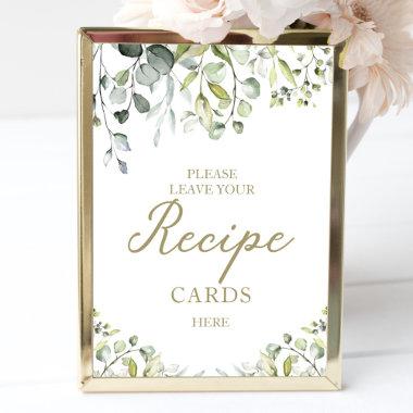 Cute Greenery Bridal Shower Recipe Invitations Sign