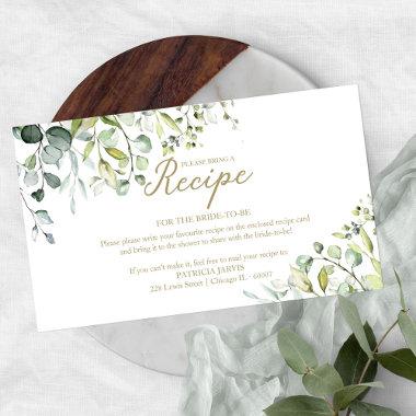 Cute Greenery Bridal Shower Recipe Request Enclosu Enclosure Invitations
