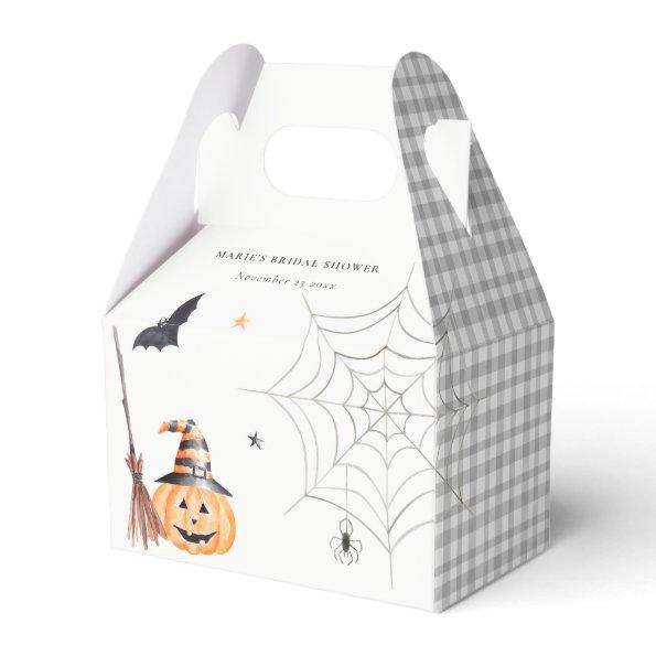 Cute Halloween Pumpkin Spider Web Bridal Shower Favor Box