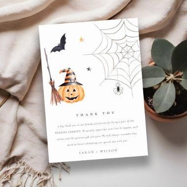 Cute Halloween Pumpkin Spiderweb Spooky Wedding Thank You