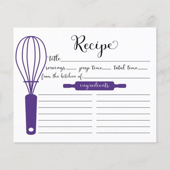 Cute Hand Lettered Purple Whisk Recipe Invitations