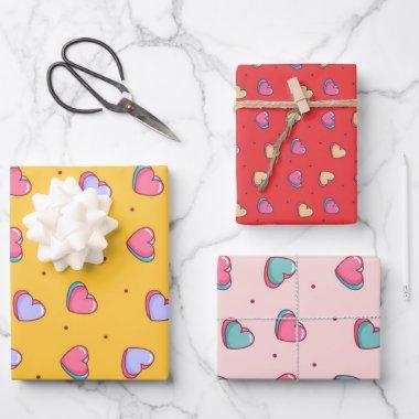 Cute Heart Minimalist Love Pattern Valentines Day Wrapping Paper Sheets