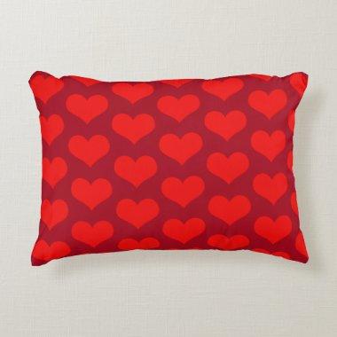 Cute Heart Patterns Valentine's Gift Red Colorful Accent Pillow