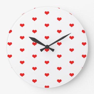 Cute Heart Patterns Valentine's Gift Red White Large Clock