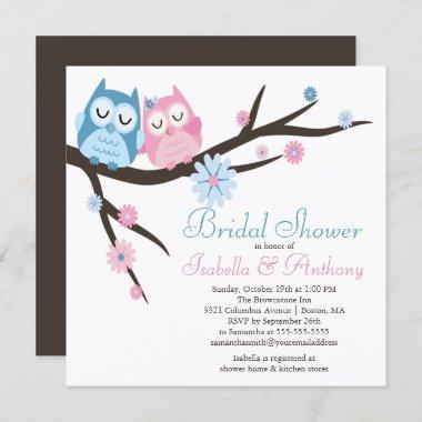 Cute in love Owl Couple Bridal Shower Invitations
