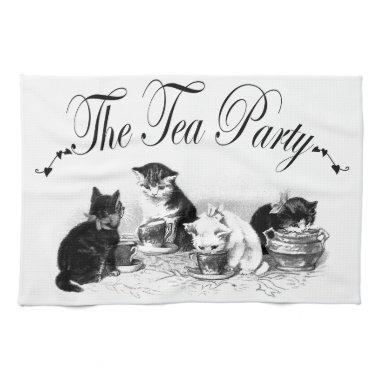 cute kittens tea party kitchen towel