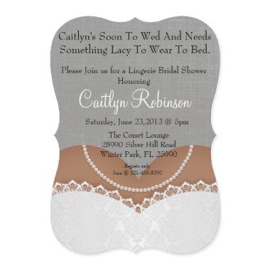 Cute Lace Bra Lingerie Bridal Shower Invitations