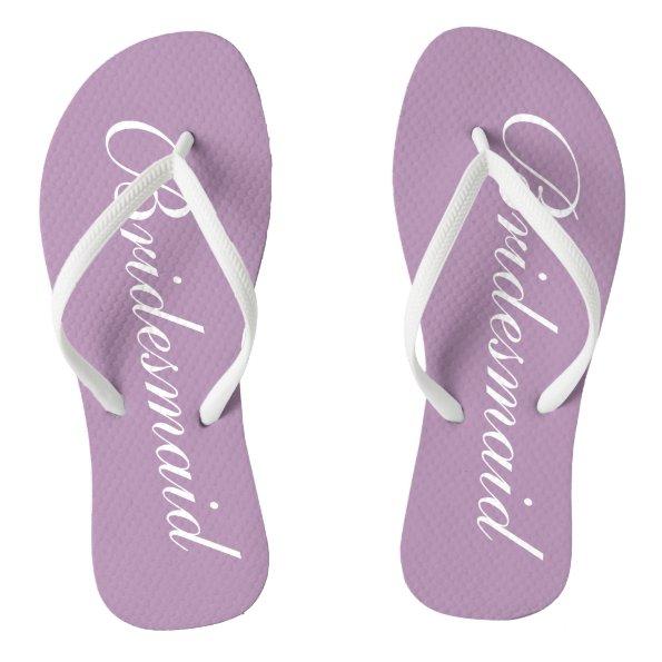 Cute lavender purple bridesmaid wedding flip flops